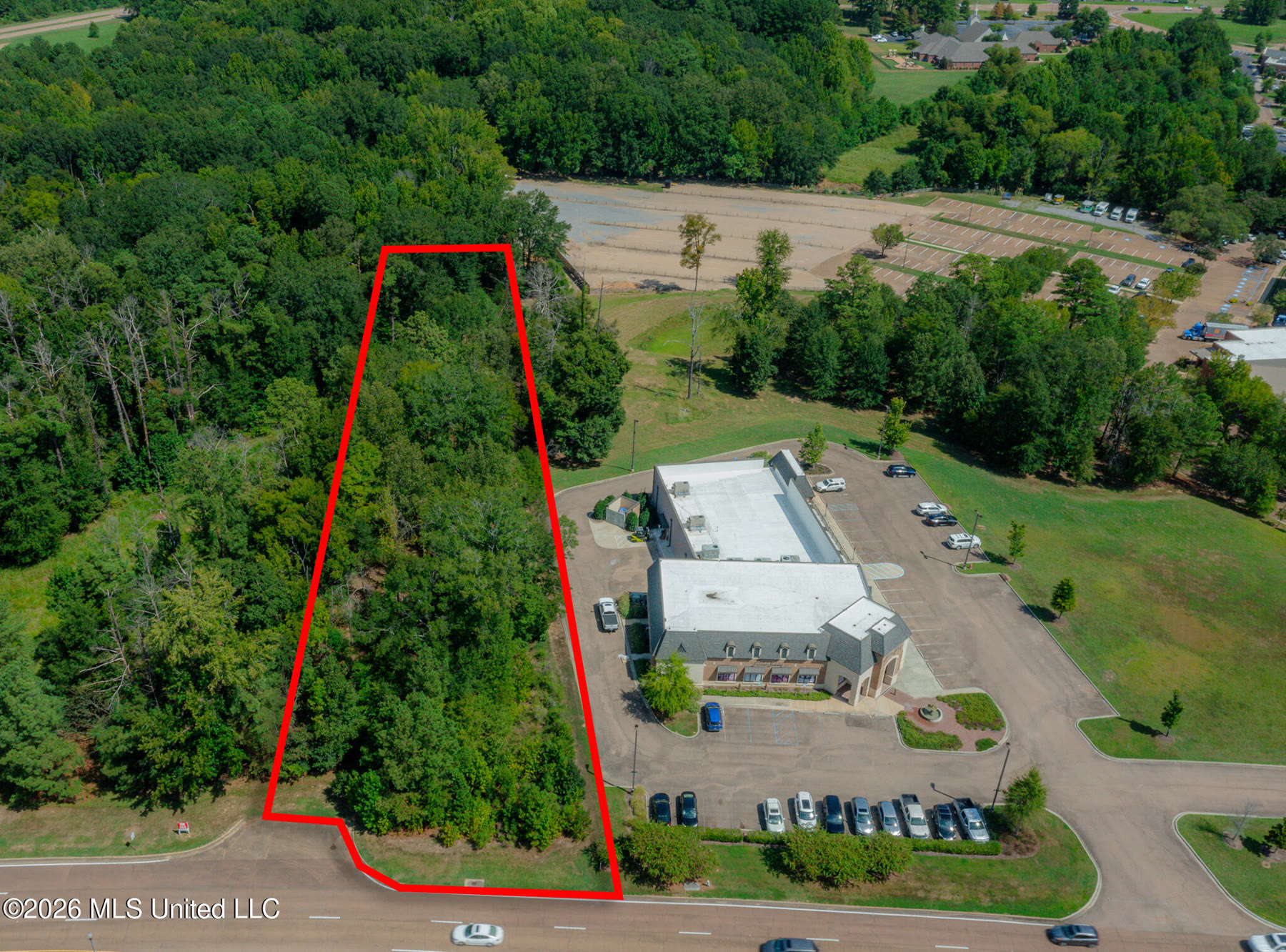 Aerial view of Highland Colony Parkway land in Madison, Mississippi