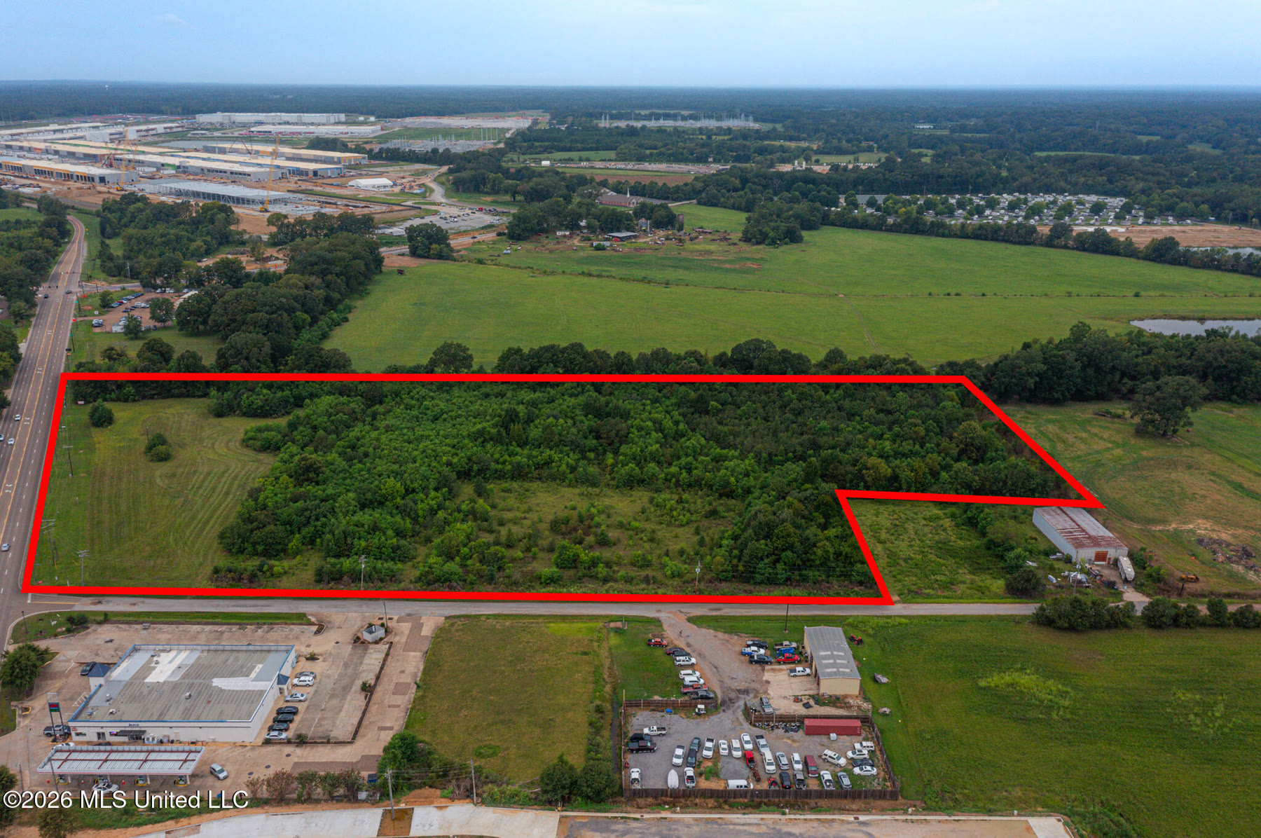 Aerial view of the Highway 22 commercial land in Canton, Mississippi